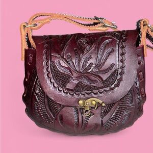 Handmade Tooled Leather Purse - Vintage Style